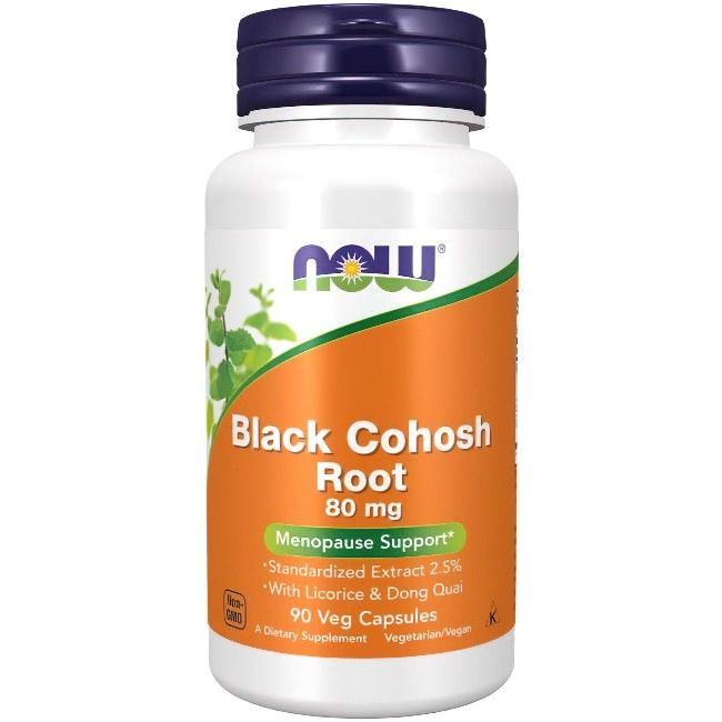 Now Foods Black Cohosh Root Capsules, 80 mg, 90 Veg Capsules. Menopauze ondersteuning.