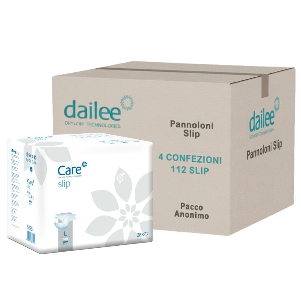 Pack Dailee Care Slip (28 pcs) et grand carton (112 pcs) avec 4 paquets.