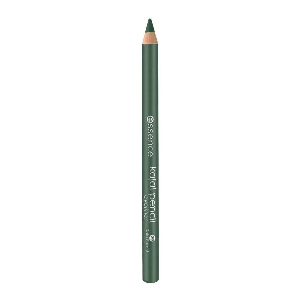 Crayon Kajal vert avec pointe. Inscription: Essence Kajal Pencil. Couleur: 27, Forest. Logo FSC.