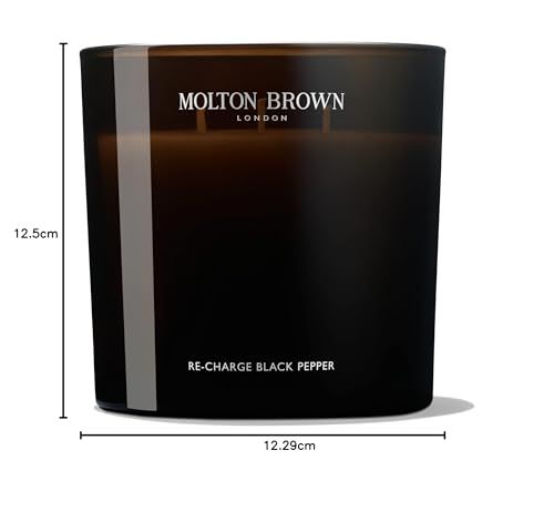 Molton Brown Re-Charge Black Pepper geurkaars met afmetingen.