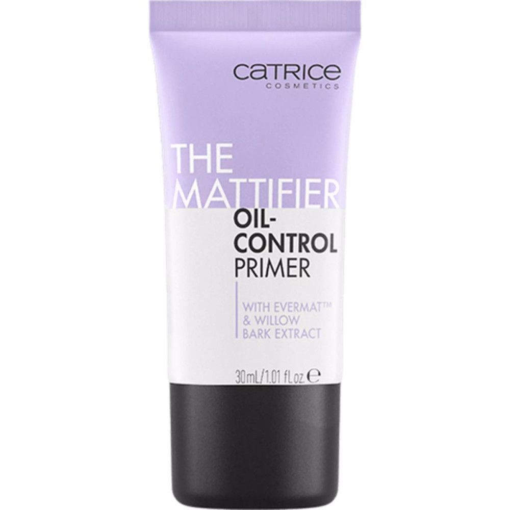 Tube violet. Inscription: Catrice, The Mattifier Oil-Control Primer. Contient Evermat & extrait d'écorce de saule. 30ml.