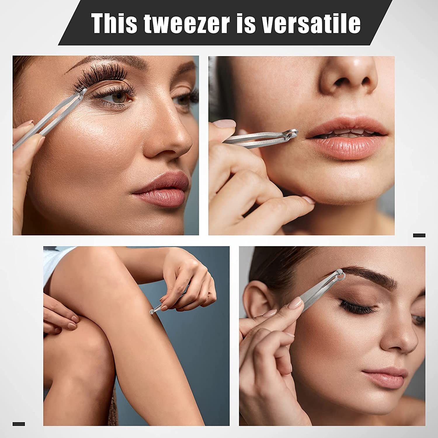 Veelzijdig pincet voor wimpers, lippen, benen en wenkbrauwen.