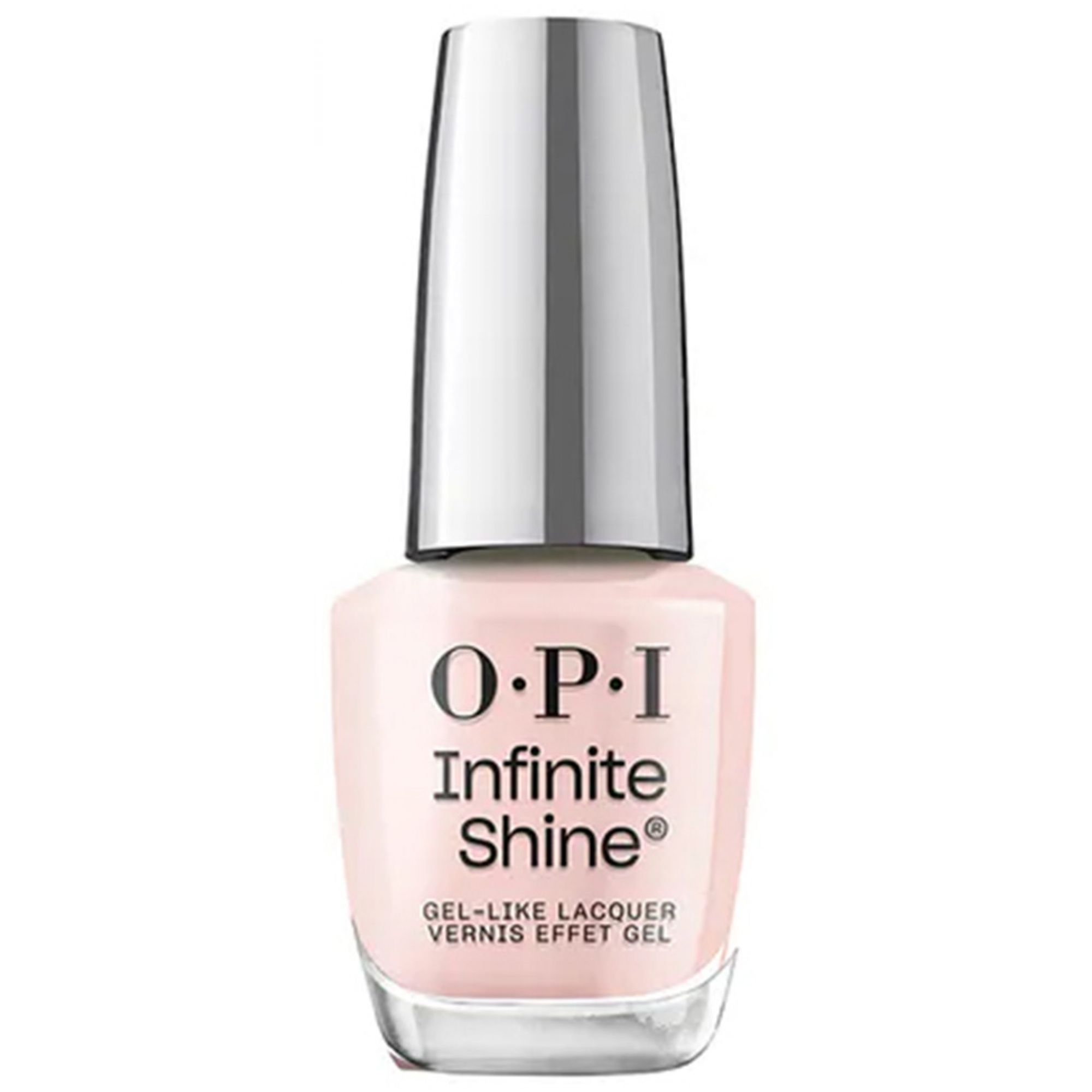 OPI Infinite Shine nagellak in zachtroze met zilveren dop. Gel-achtige lak.