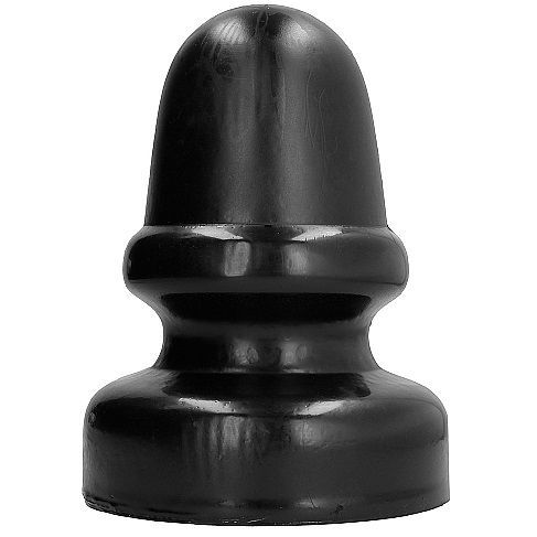 Plug anal noir avec une base large et une pointe conique.