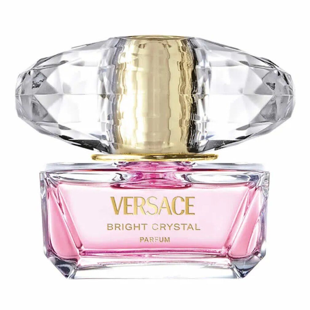 Versace Bright Crystal parfumfles met gouden dop en facetgeslepen deksel.