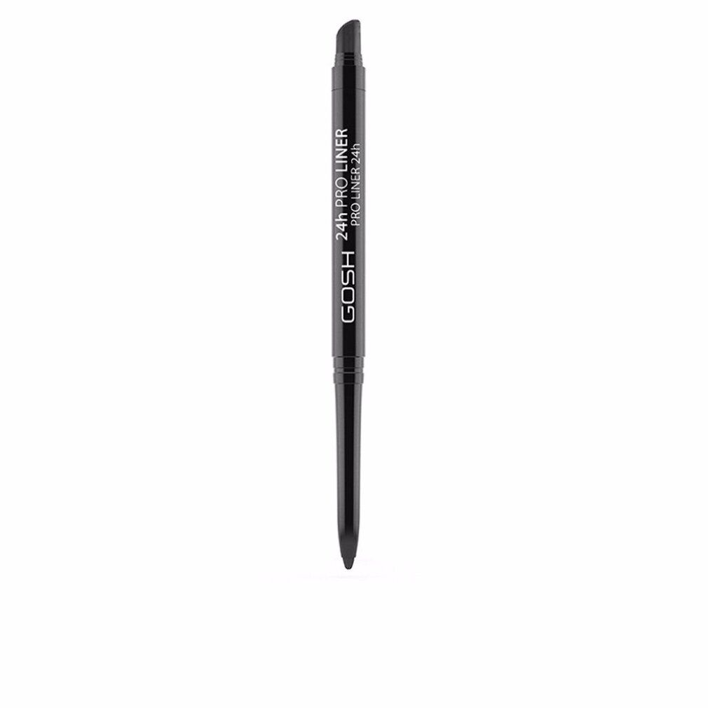Zwarte Gosh 24h Pro Liner Eyeliner. Zwarte stift, zwarte pen met witte tekst. Productnaam en merk zichtbaar.
