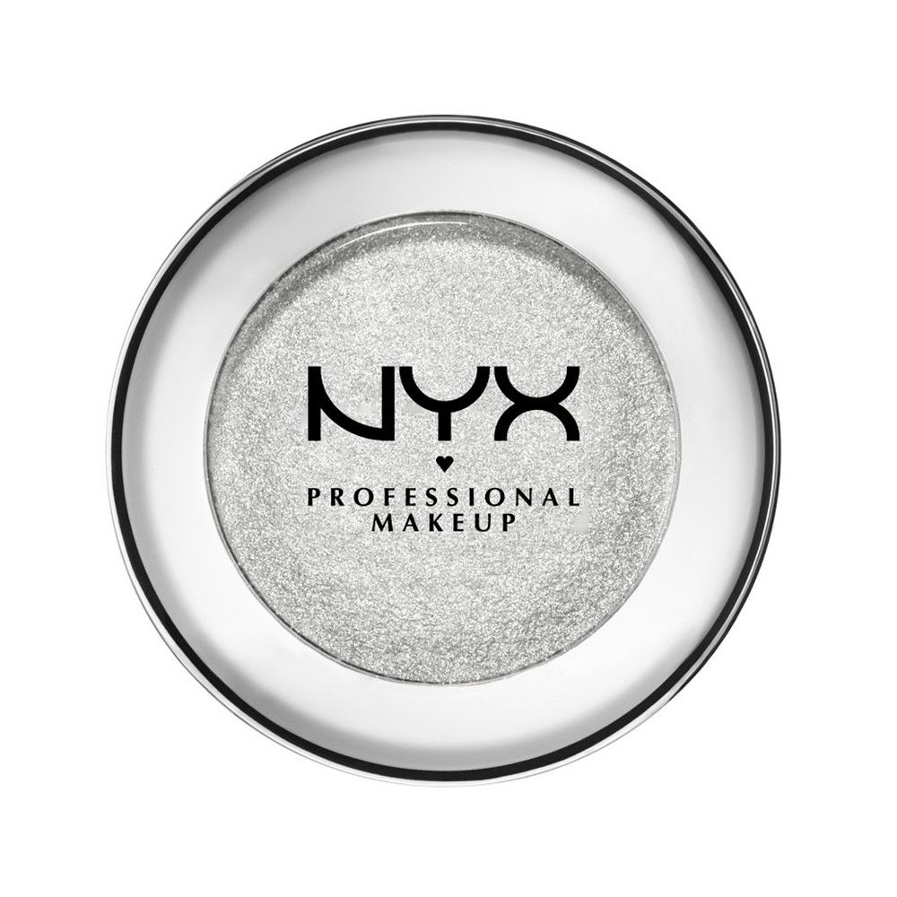 Boîtier de fard à paupières argenté rond avec logo NYX et texte PROFESSIONAL MAKEUP.