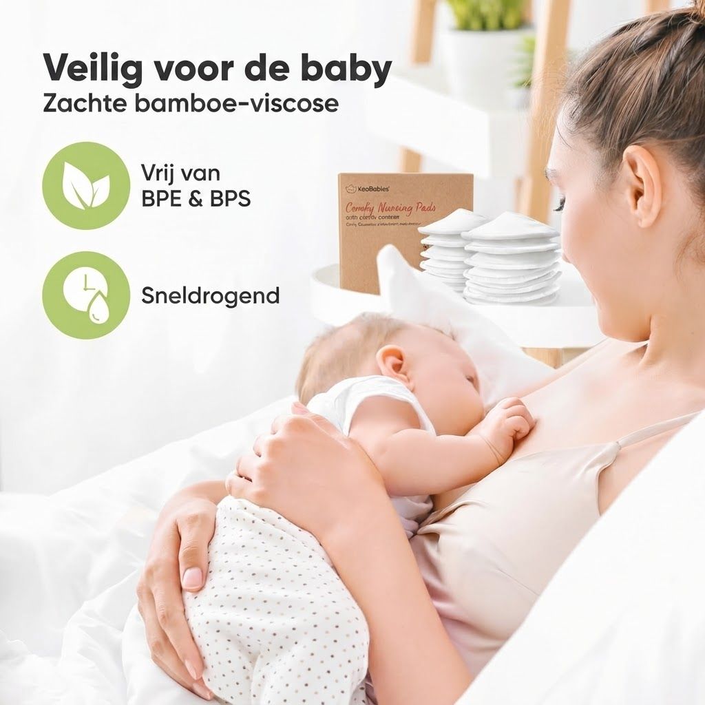 Verpakking van zoogcompressen van bamboe-viscose, vrij van BPE & BPS, sneldrogend.