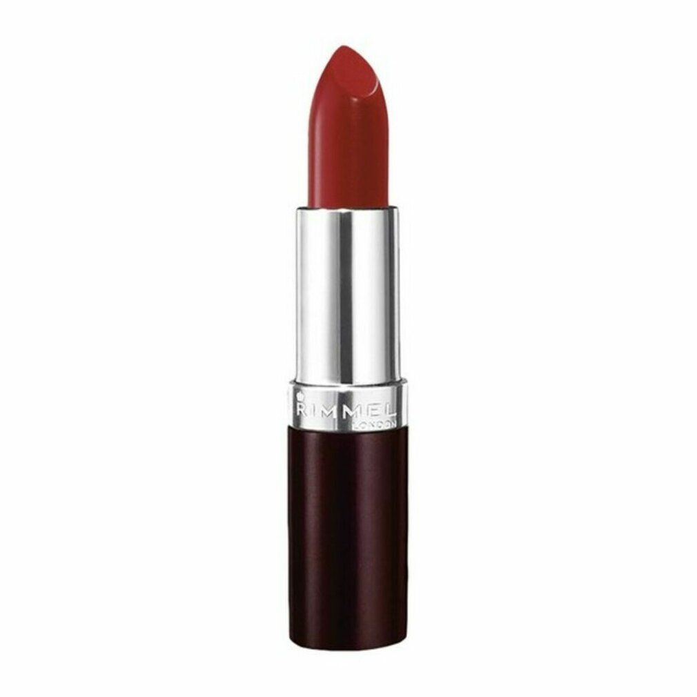 Rouge à lèvres rouge, avec une base marron et une partie centrale argentée.