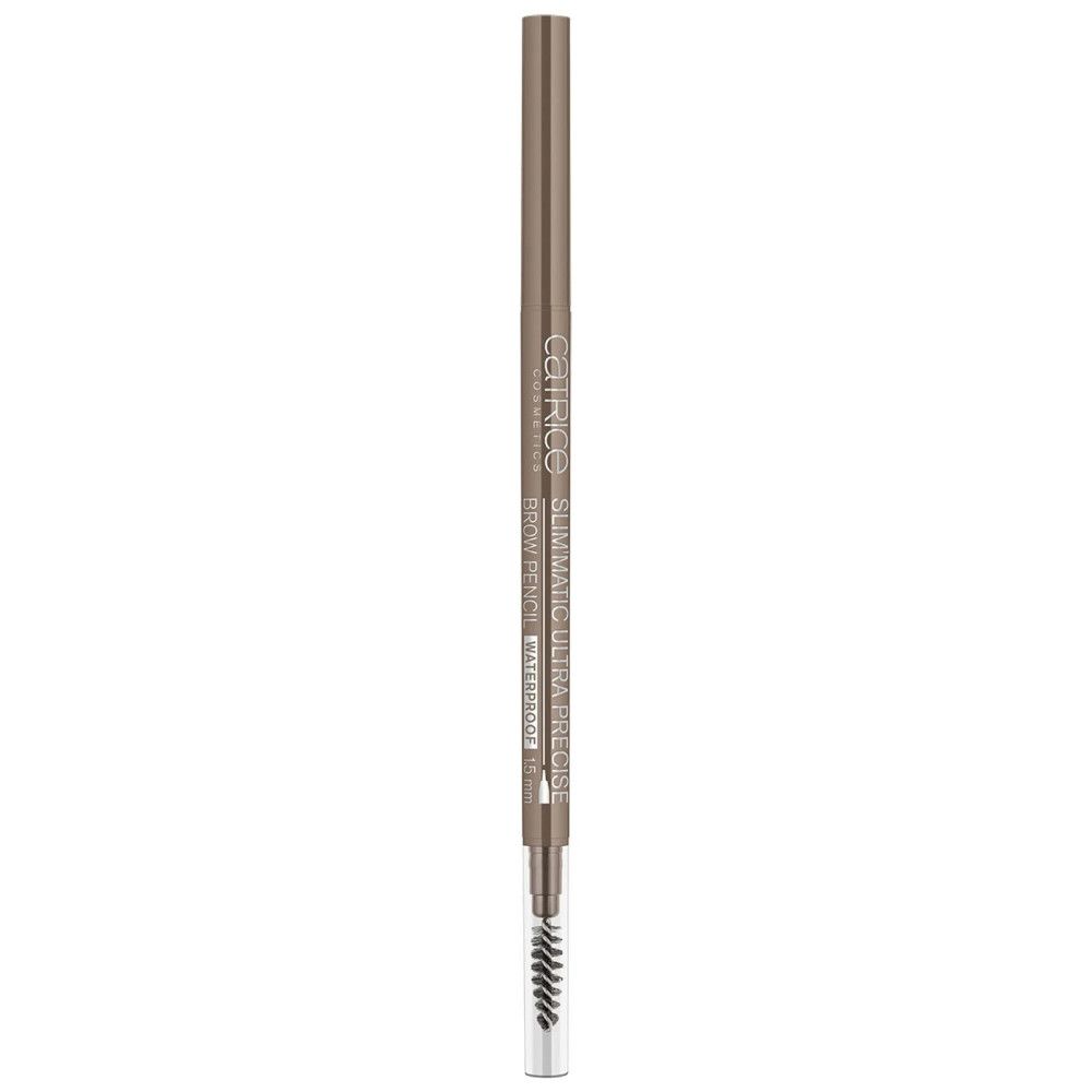 Crayon à sourcils SLIM'MATIC ULTRA PRECISE WP 030-dunkel. Crayon brun clair avec brosse. Texte: CATRICE, BROW PENCIL, WATERPROOF.