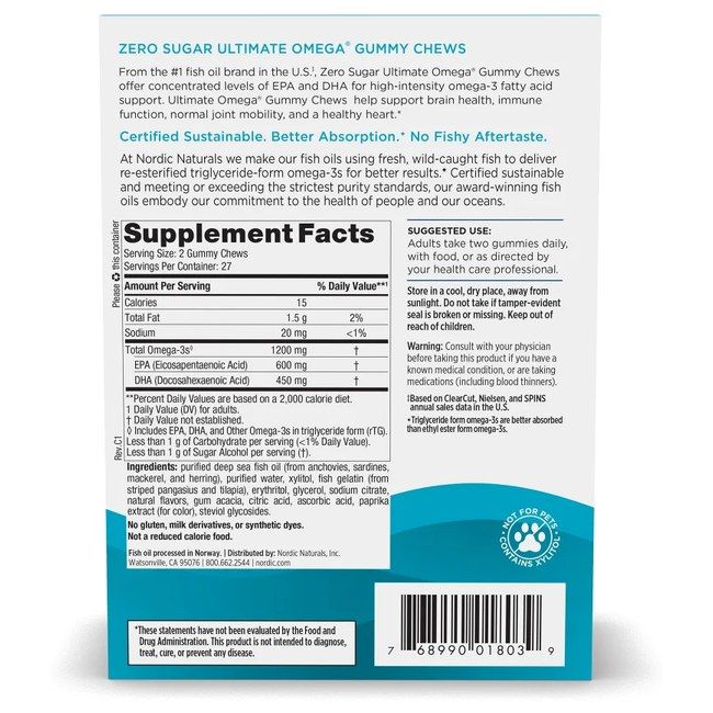 Nordic Naturals Zero Sugar Ultimate Omega - tropische vruchtensmaak