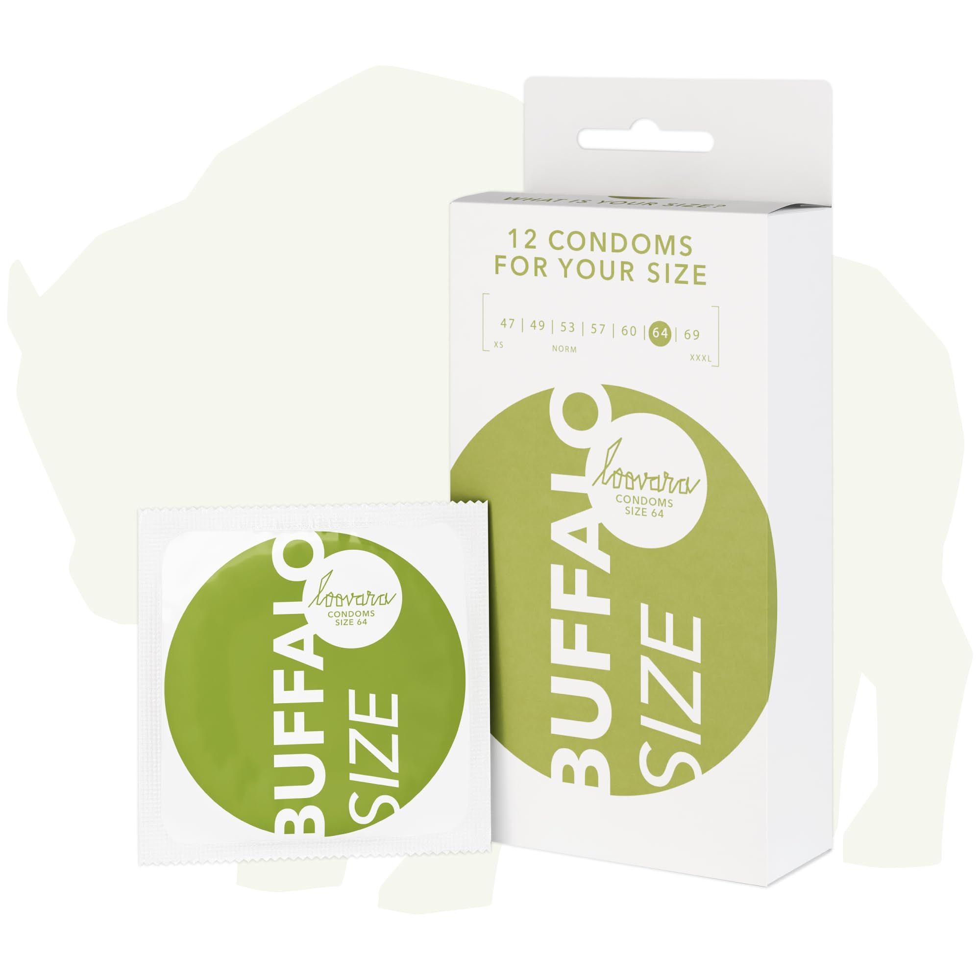 Emballage préservatifs Loovara Buffalo XXL, 12 pièces. Sachet individuel logo buffle.