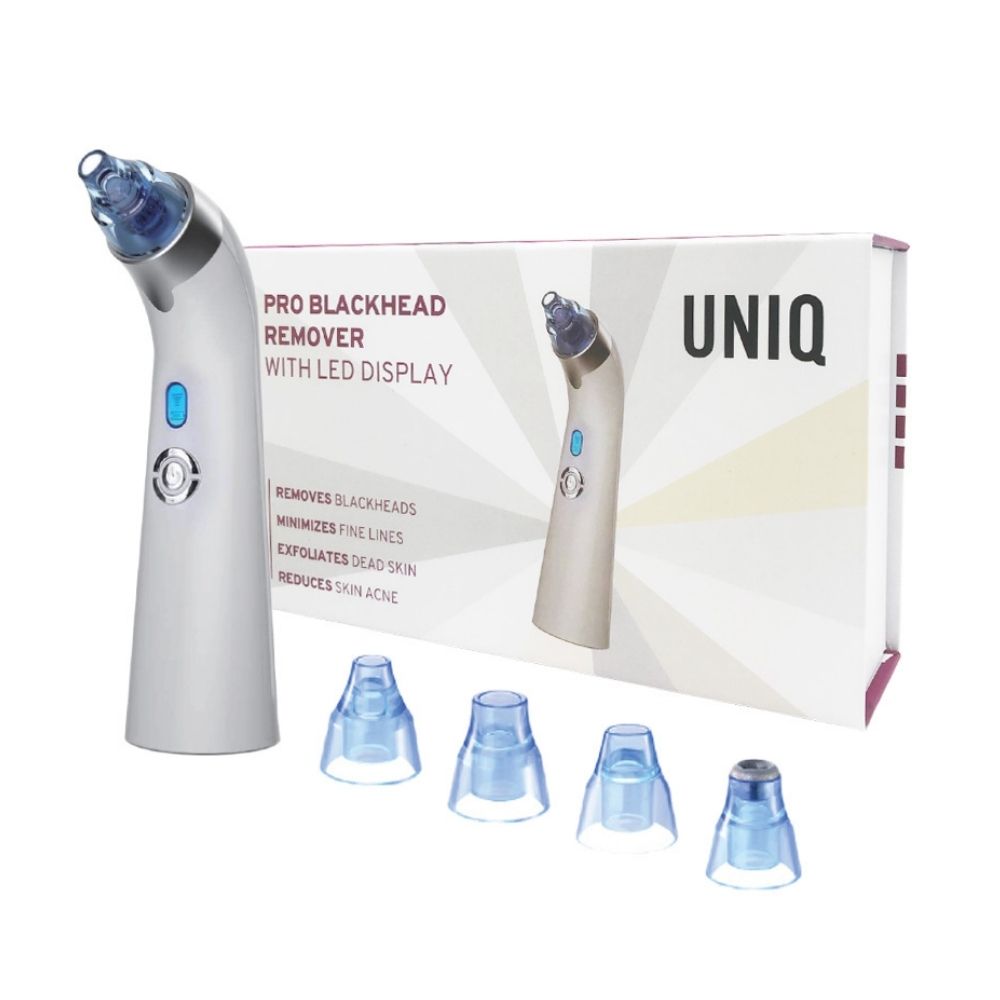 Extracteur de points noirs UNIQ Pro avec écran LED et quatre embouts.