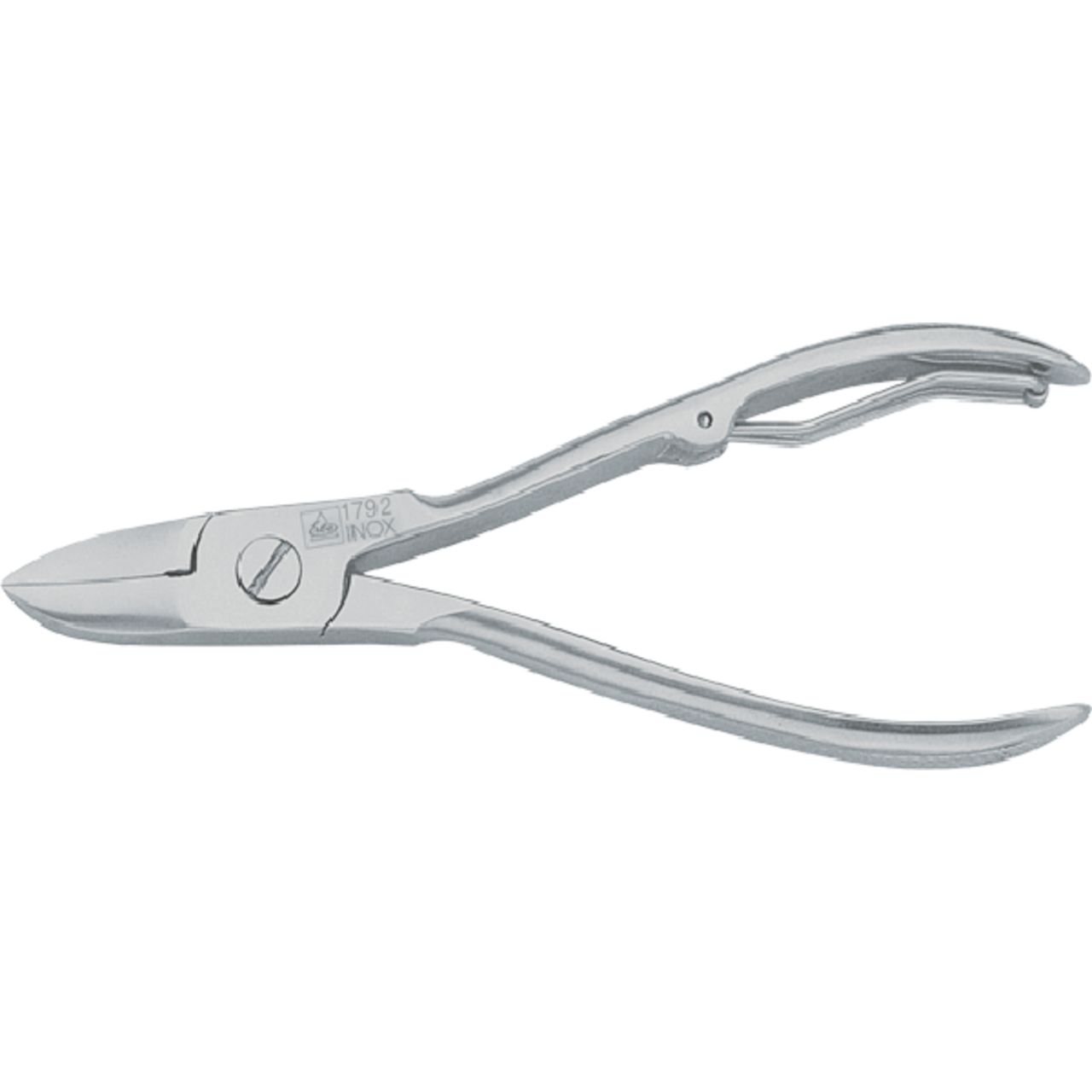 Coupe-ongles INOX en métal avec lame droite et poignées ergonomiques.