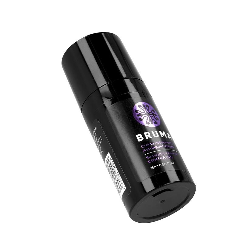 Bruma Astringerende Intieme Crème flesje 15ml, schuin van onderen bekeken.