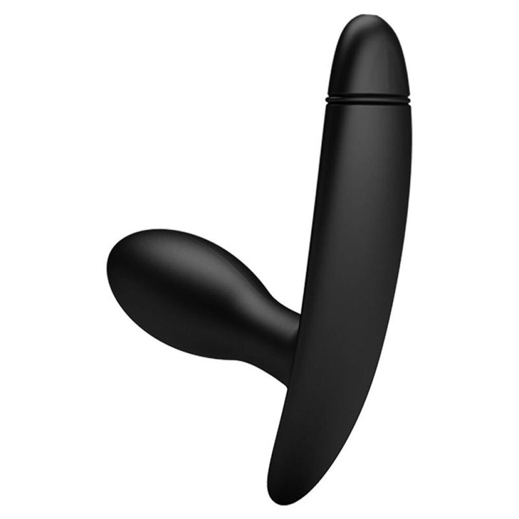 Zwarte, opblaasbare anale plug met brede basis en slanke punt. De plug is gemaakt van flexibel materiaal.