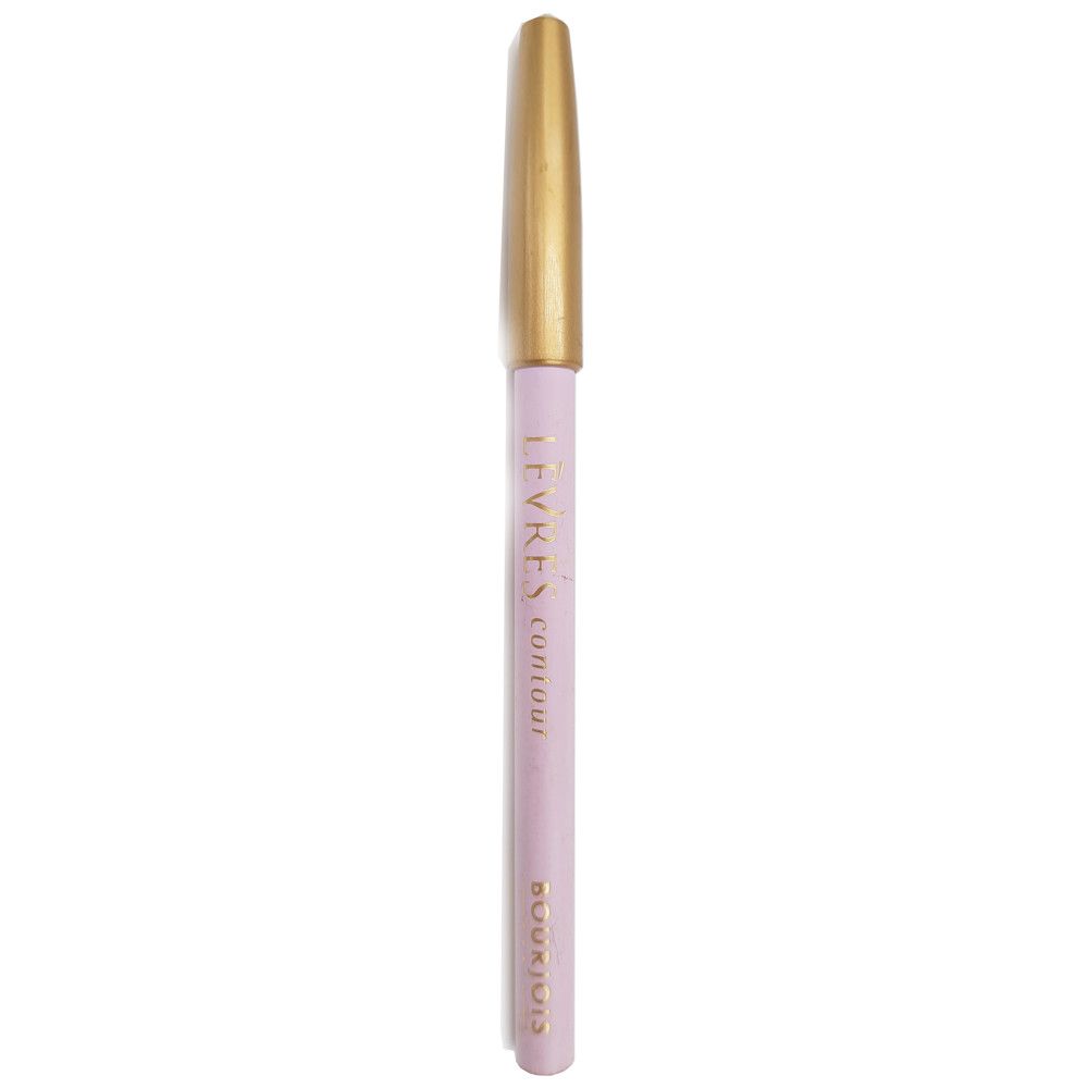 Lichtpaarse lipliner met gouden dop. Opschrift "LEVRES" en "BOURJOIS".