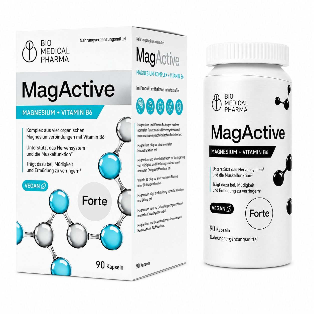 Bio Medical Pharma MagActive Complexe Magnésium Vitamine B6 Gélules : emballage et boîte.