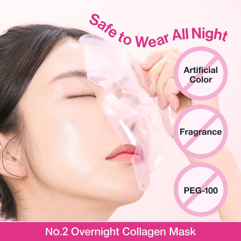 Femme appliquant le masque hydratant collagène nuit Nr.2 Rose PDRN de NUMBUZIN; sans colorants artificiels.