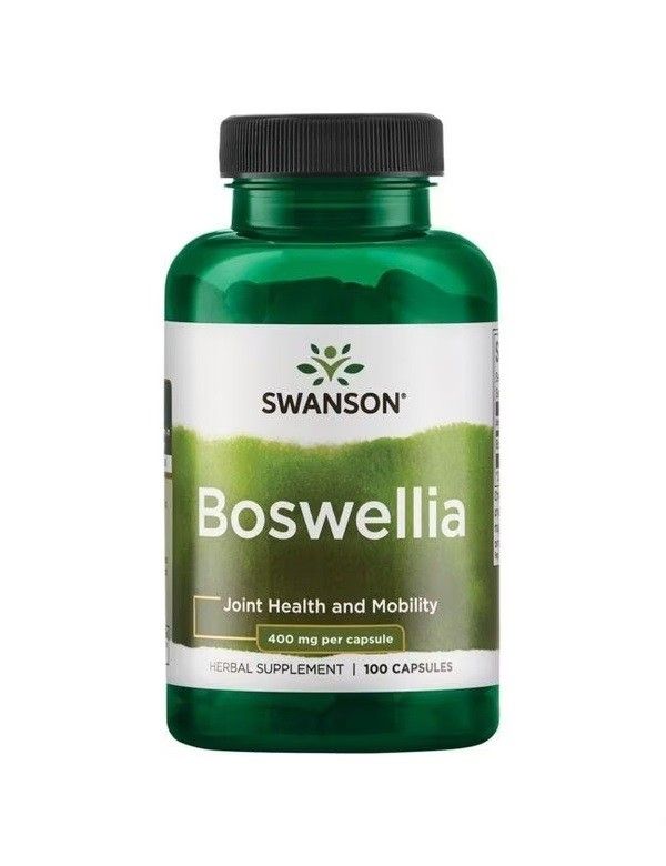 Bouteille verte de capsules Swanson Boswellia Serrata, 100 unités.