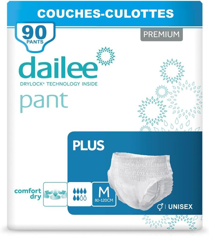 Open doos met Dailee Pants Plus verpakking en Dailee logo. 90 stuks.