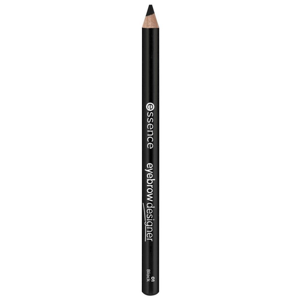 Crayon à sourcils noir avec pointe. Inscription: essence eyebrow designer. Couleur: 01 Black.