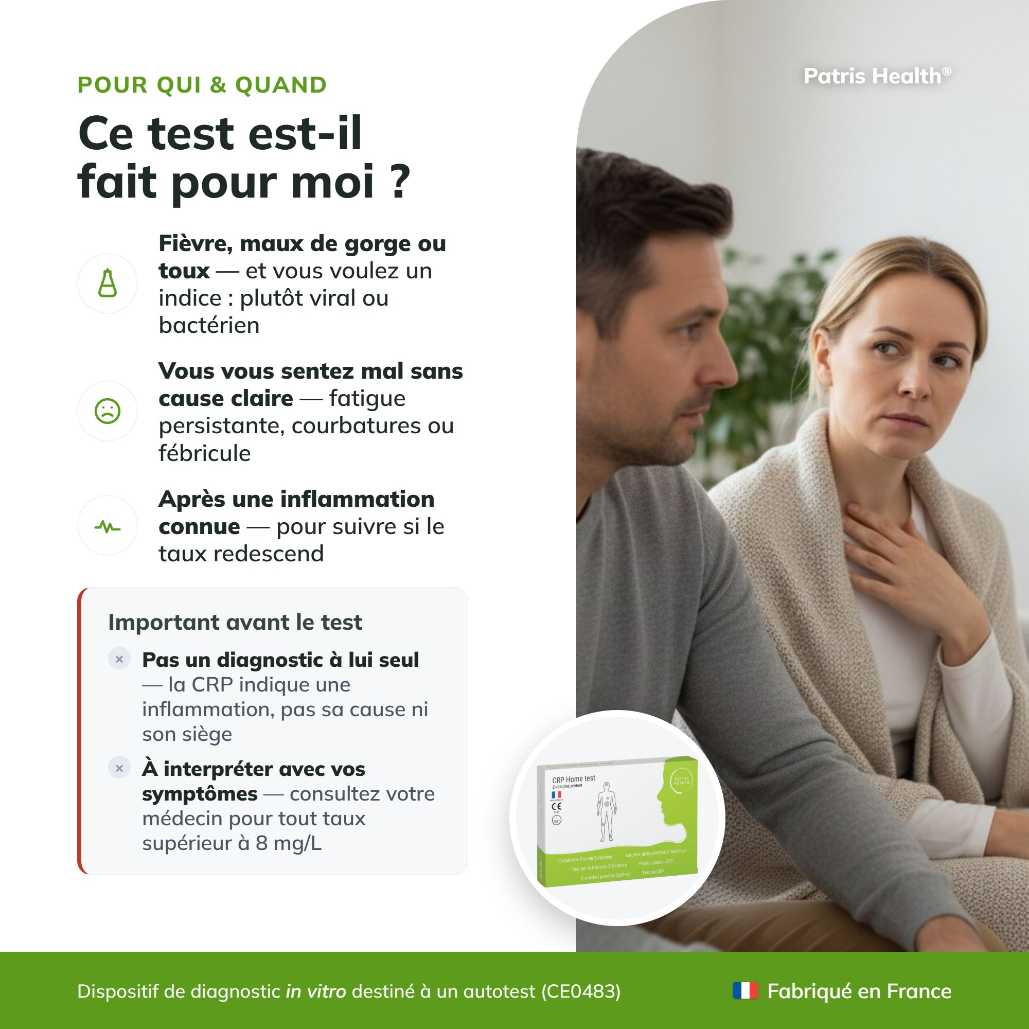 Version française : Pour qui & quand - Adaptabilité du test rapide CRP.