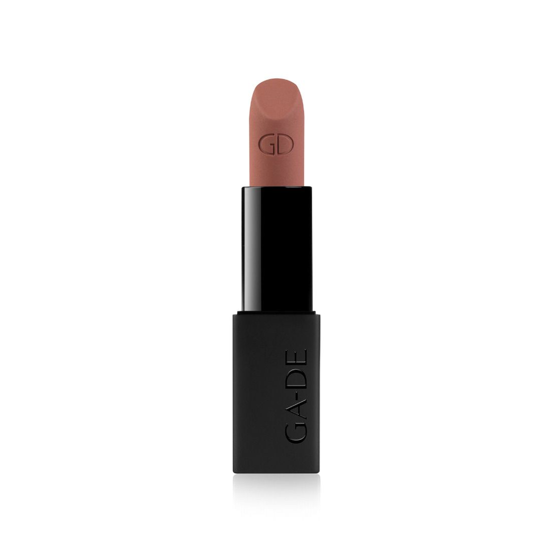 Rouge à lèvres brun clair. Étui noir avec inscription GA-DE. GD est gravé sur le rouge à lèvres.