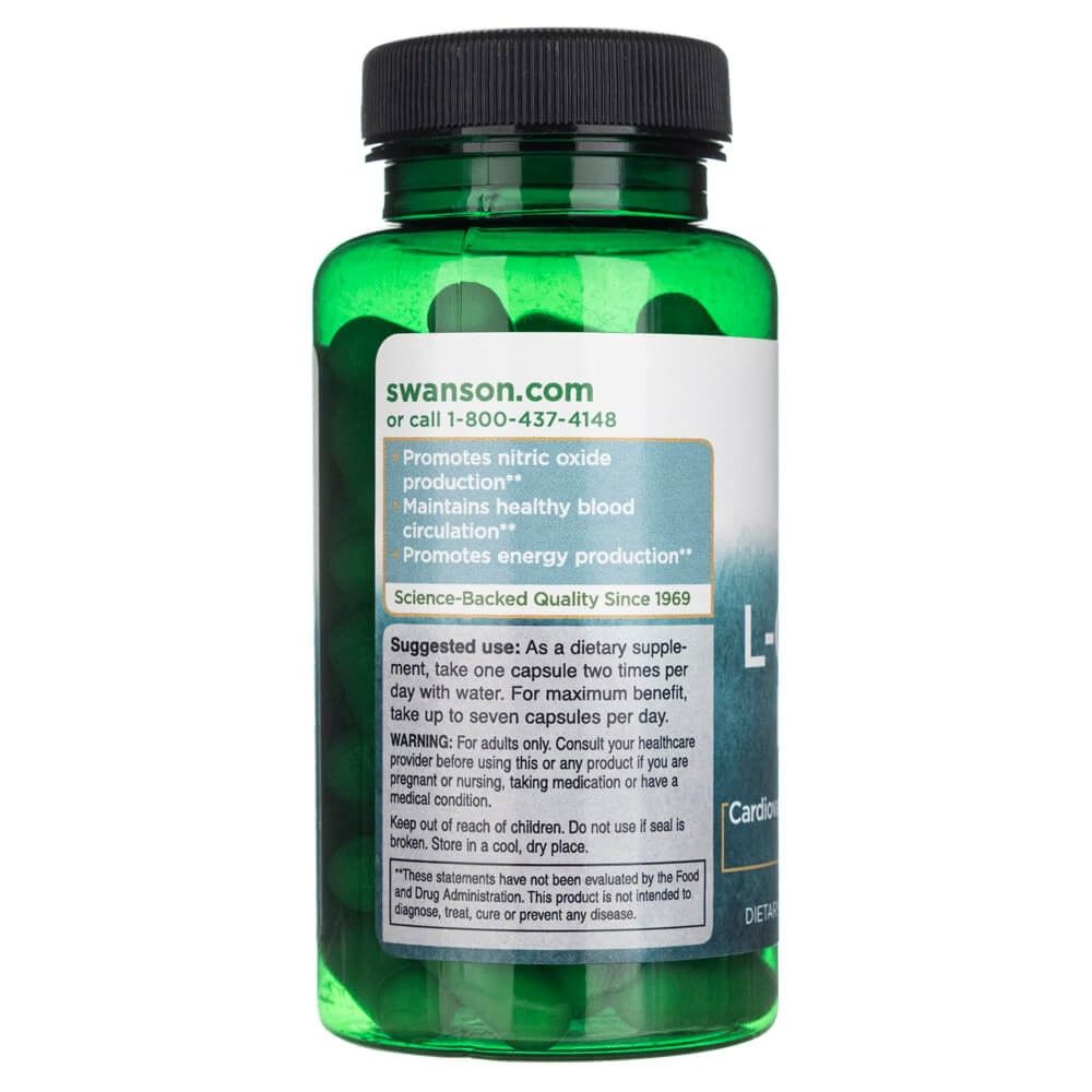 Achterkant van een groene fles met gebruiksinstructies en waarschuwingen voor L-Citrulline Malaat.