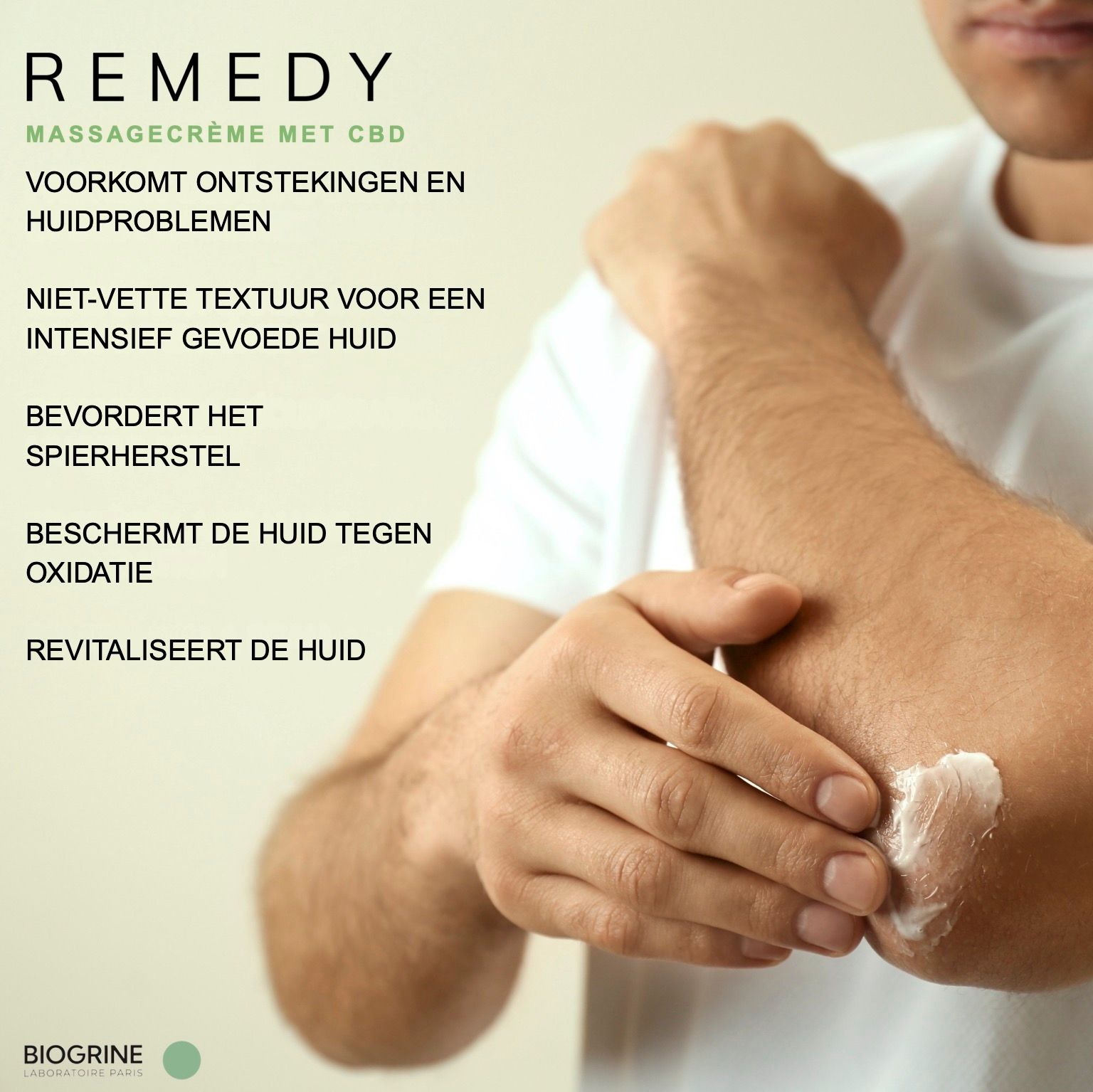 BIOGRINE "REMEDY" MASSAGECRÈME MET CBD, SHEABOTER & GINSENG