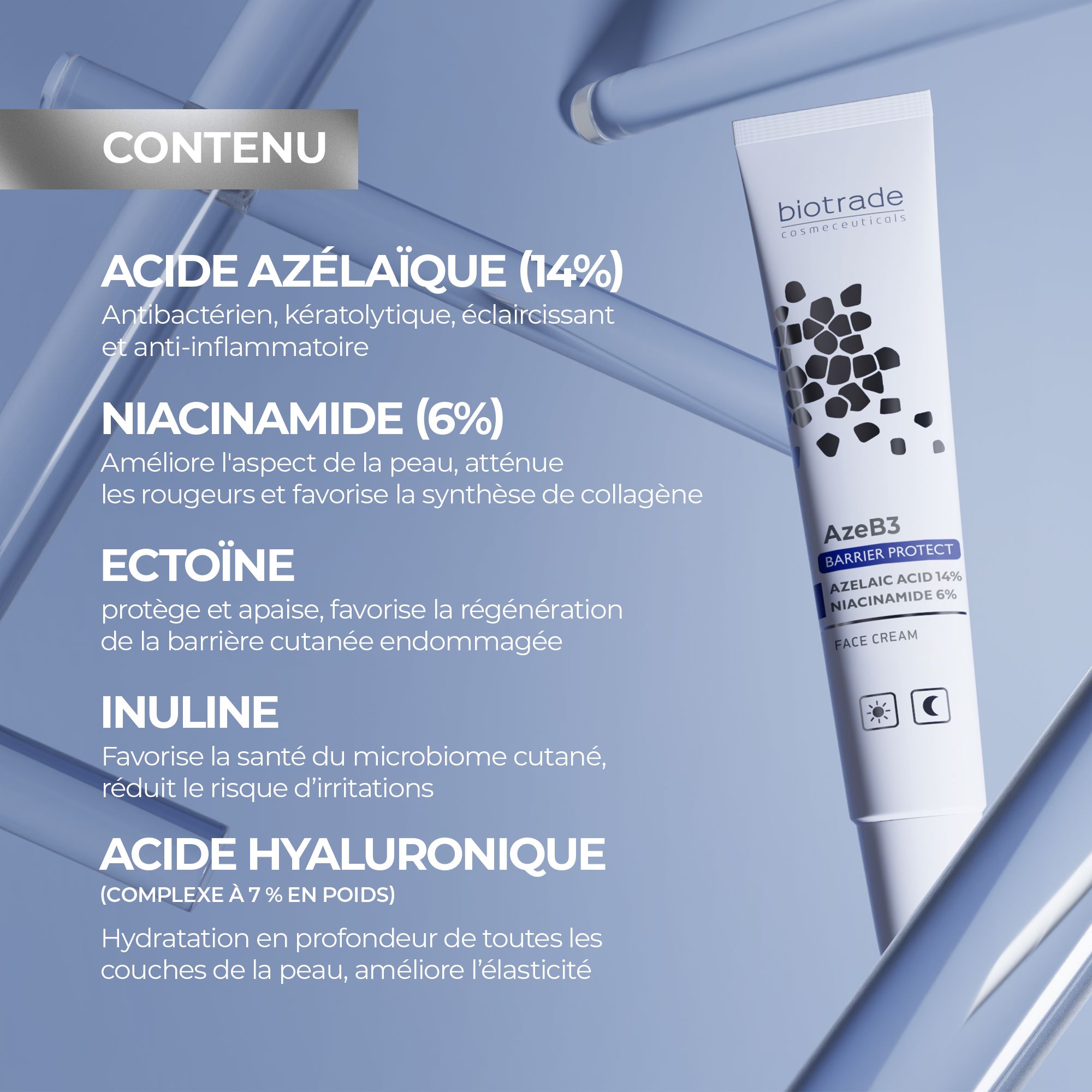 Biotrade AzeB3 Barrier Protect Intensieve verzorgingscrème met azelaïnezuur 14% en niacinamide 6%