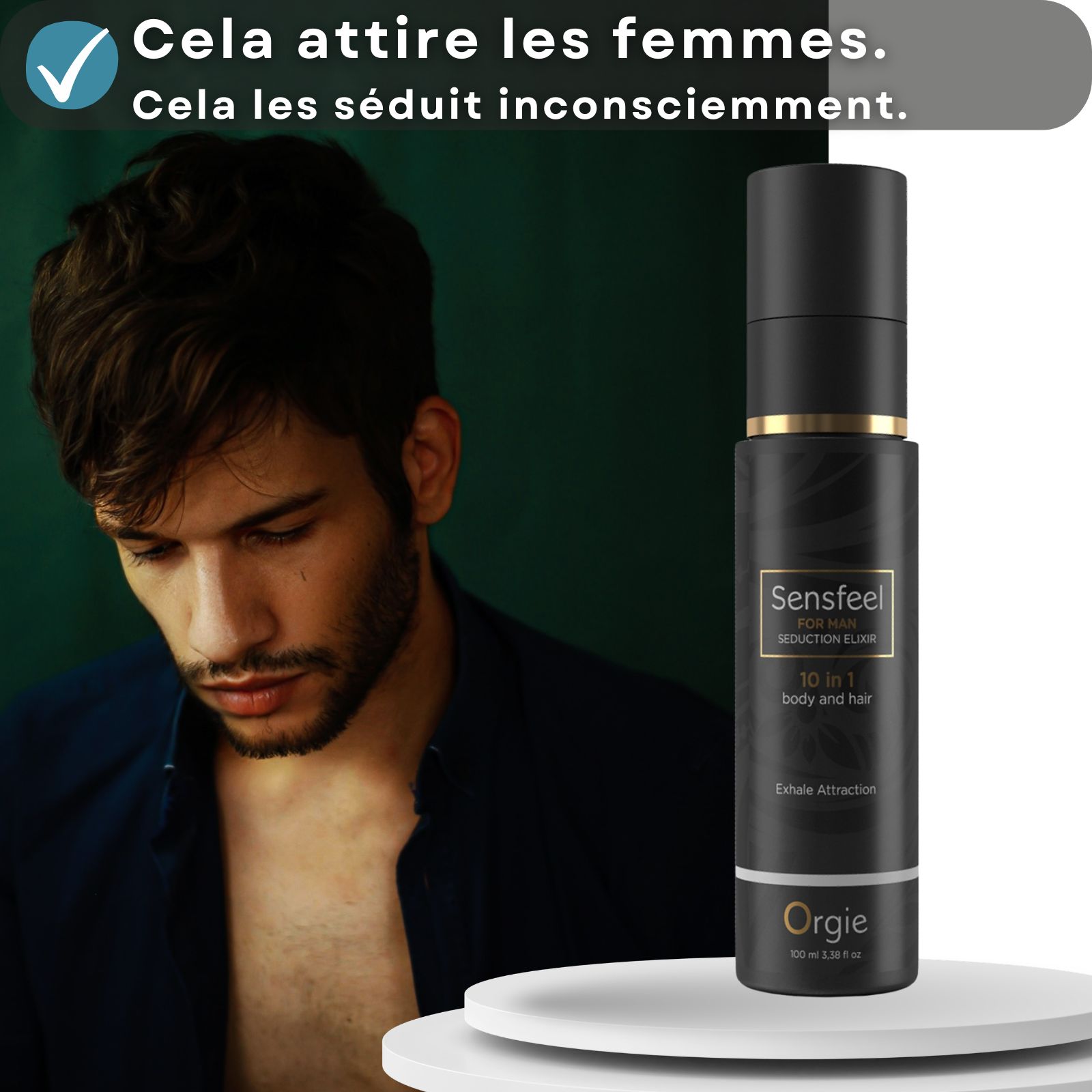 Orgie Sensfeel Élixir corporel 100ml aux phéromones pour hommes.
