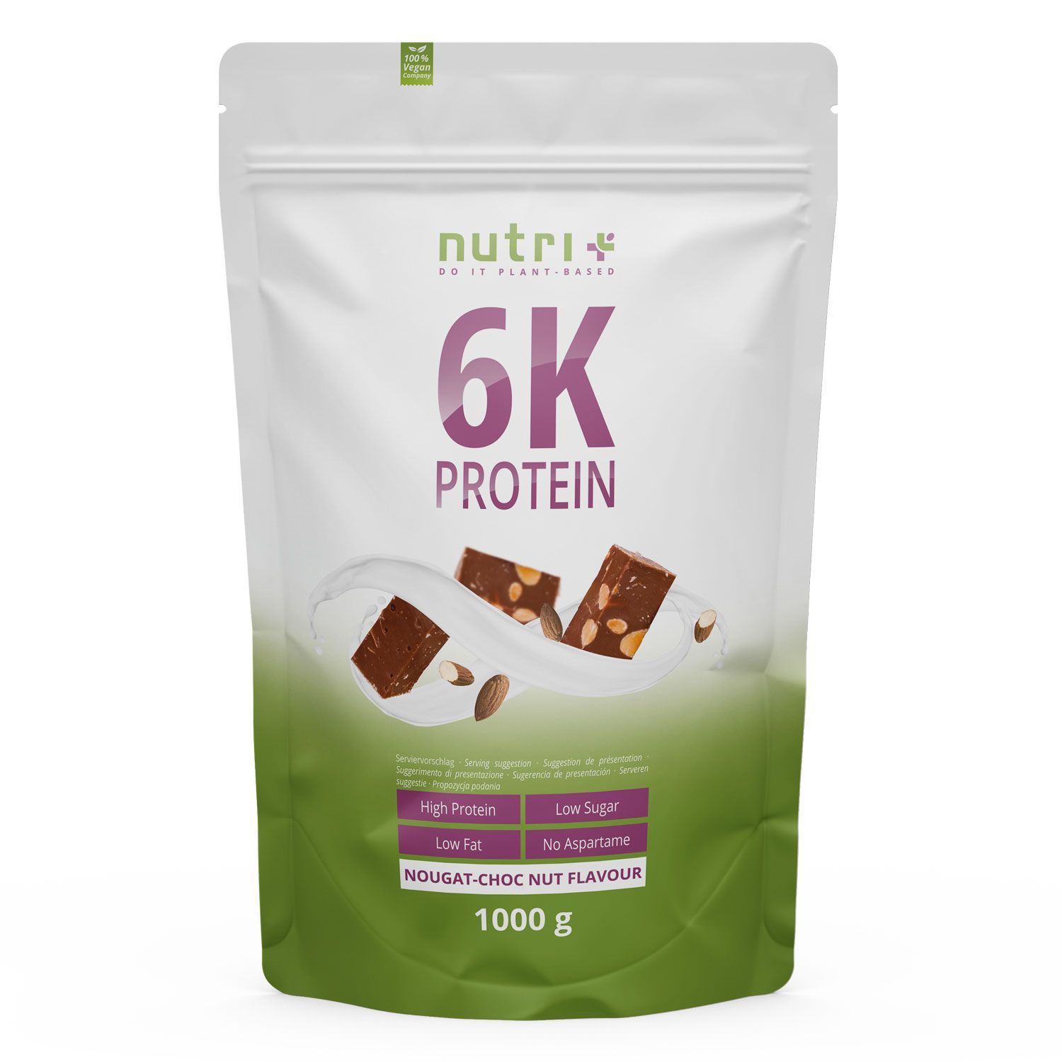 nutri+ 6K Poudre de protéines 1kg - shake sans Whey