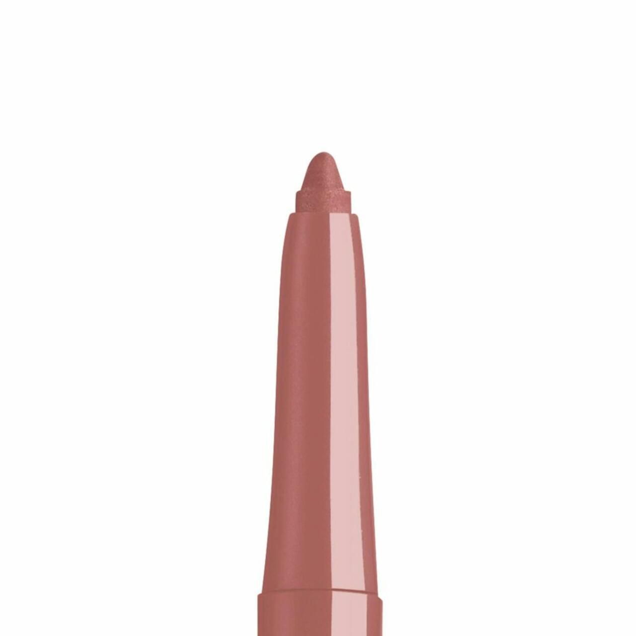 Close-up van de punt van een roze lippenstift.