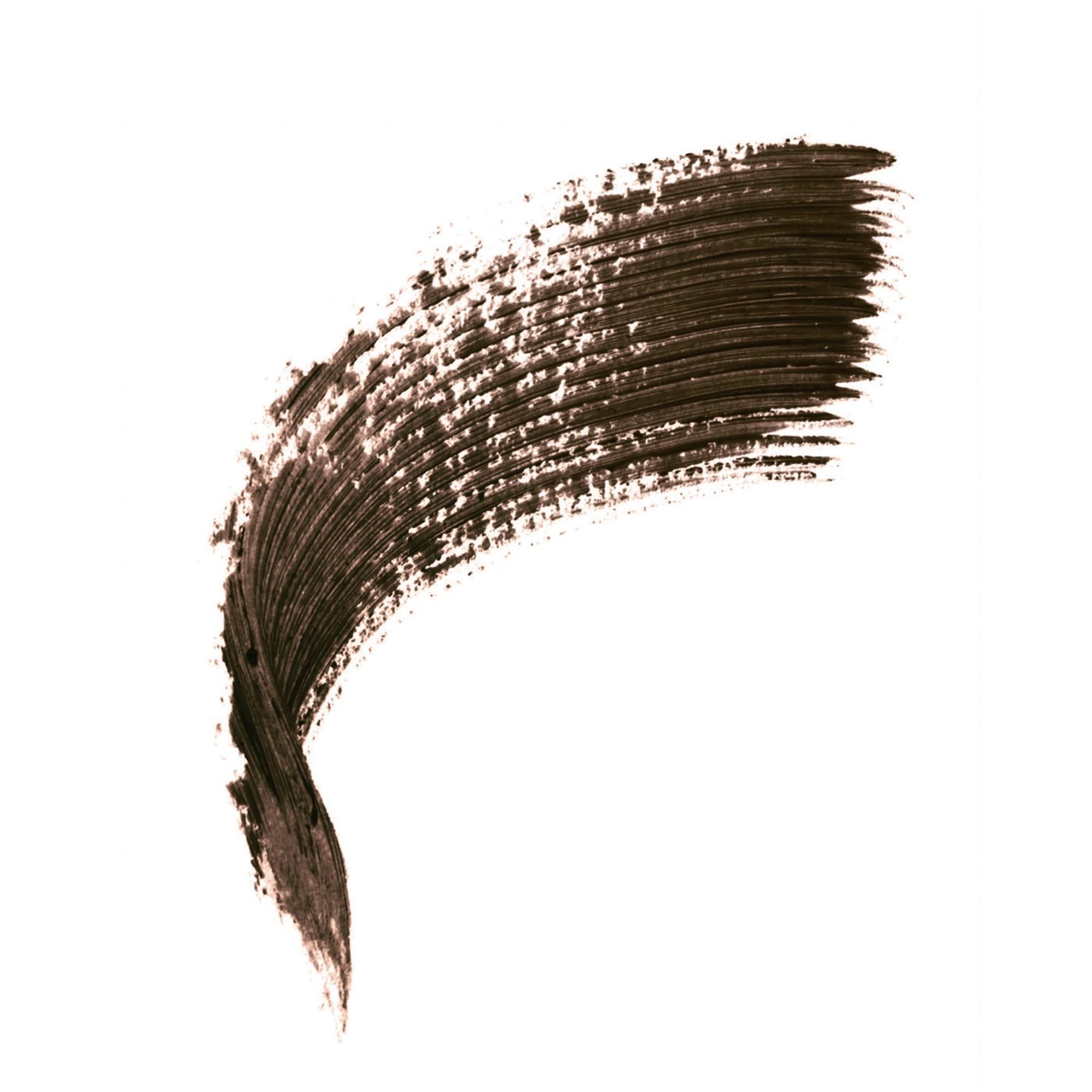 Clarins Wonder Perfect 4D Mascara WP 01. Application de mascara noir sur fond blanc. Texture et couleur visibles.