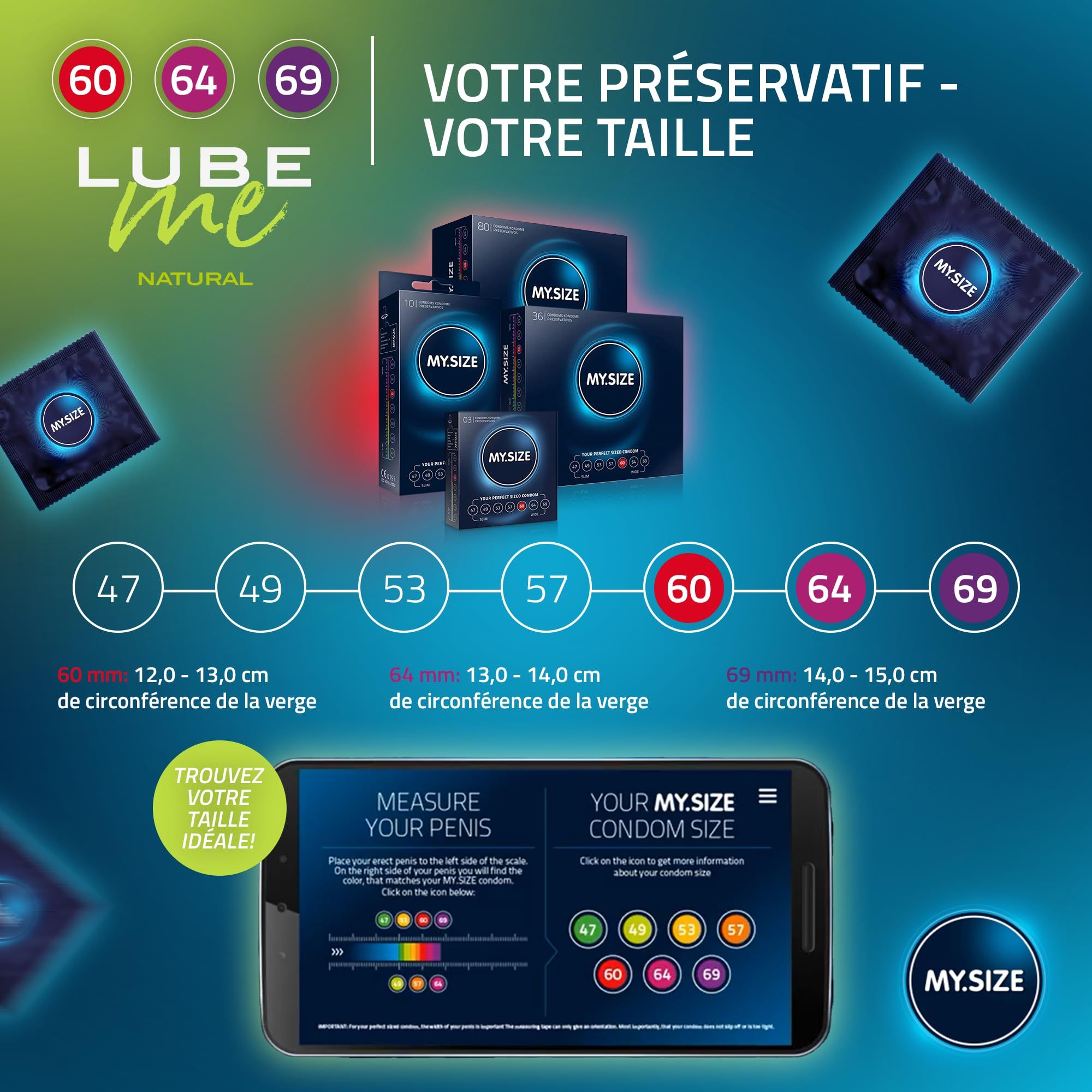 MY.SIZE Préservatifs + LUBE ME Natural Set