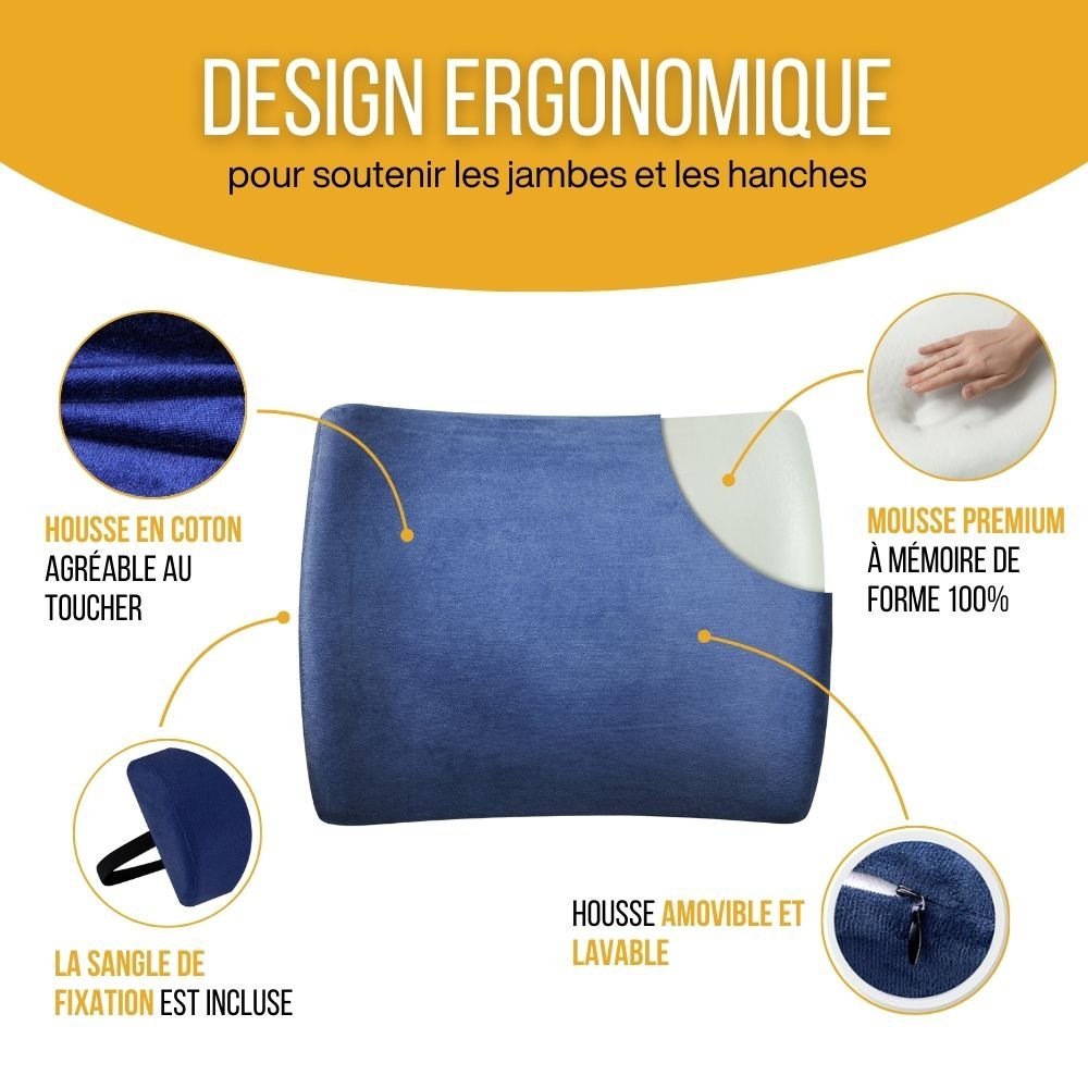 INPHYSIO Coussin lombaire avec sangle de fixation, soutien doux