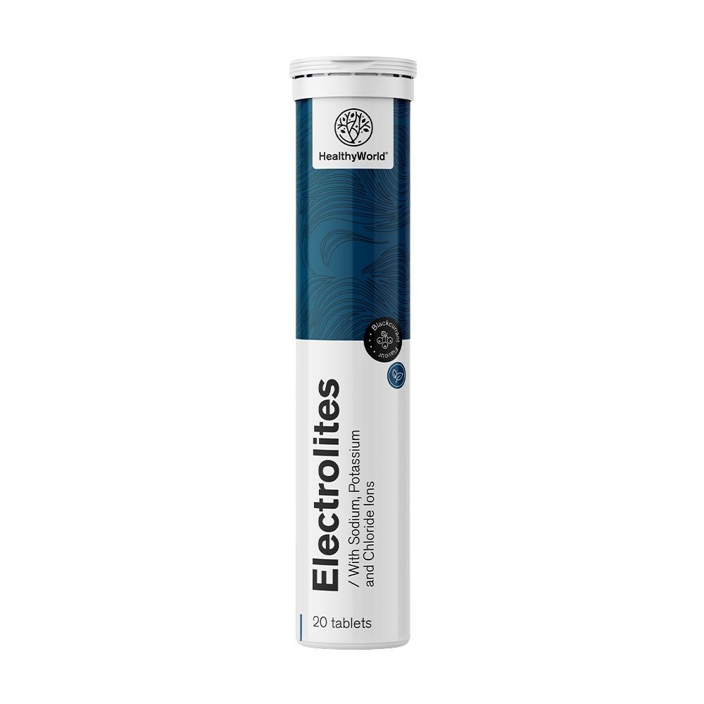 Tube d'emballage de 20 comprimés effervescents d'électrolytes, marque HealthyWorld.