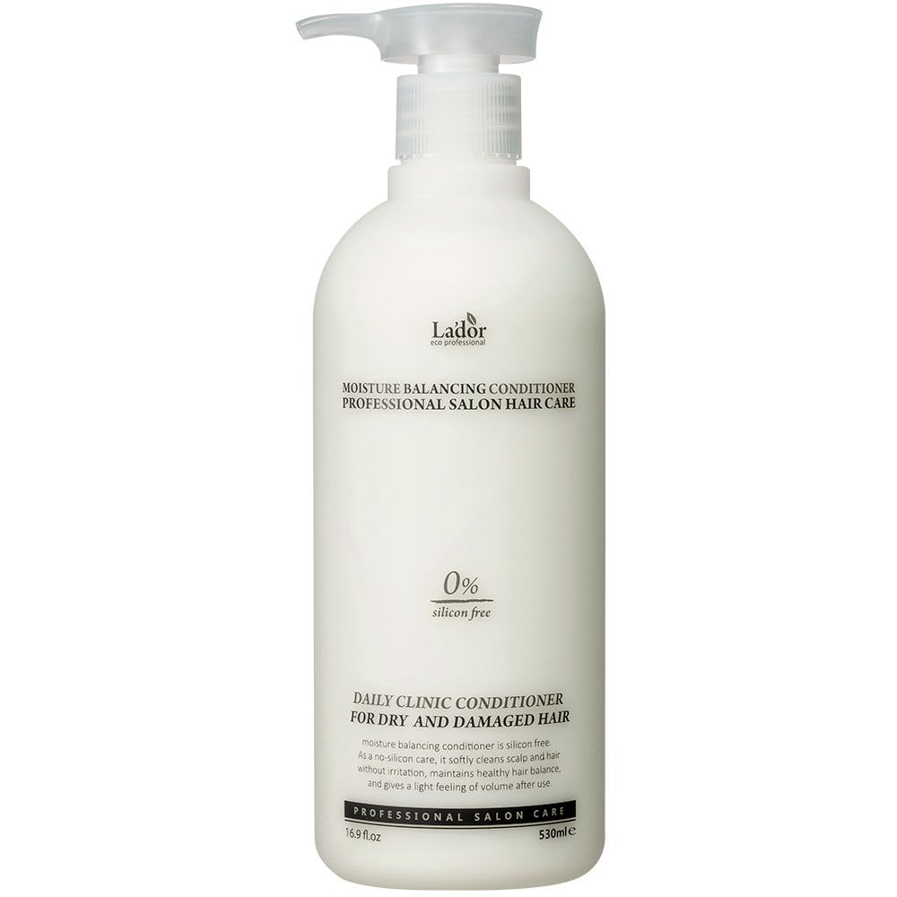 Witte pompfles Lador Moisture Balancing Conditioner, 530ml, 0% siliconenvrij.