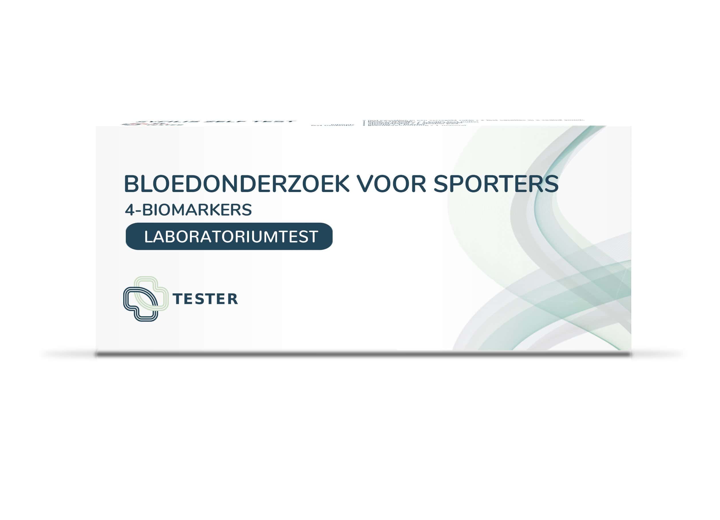 Emballage d'un test sanguin pour sportifs, 4 biomarqueurs, intitulé 'Labor test'.