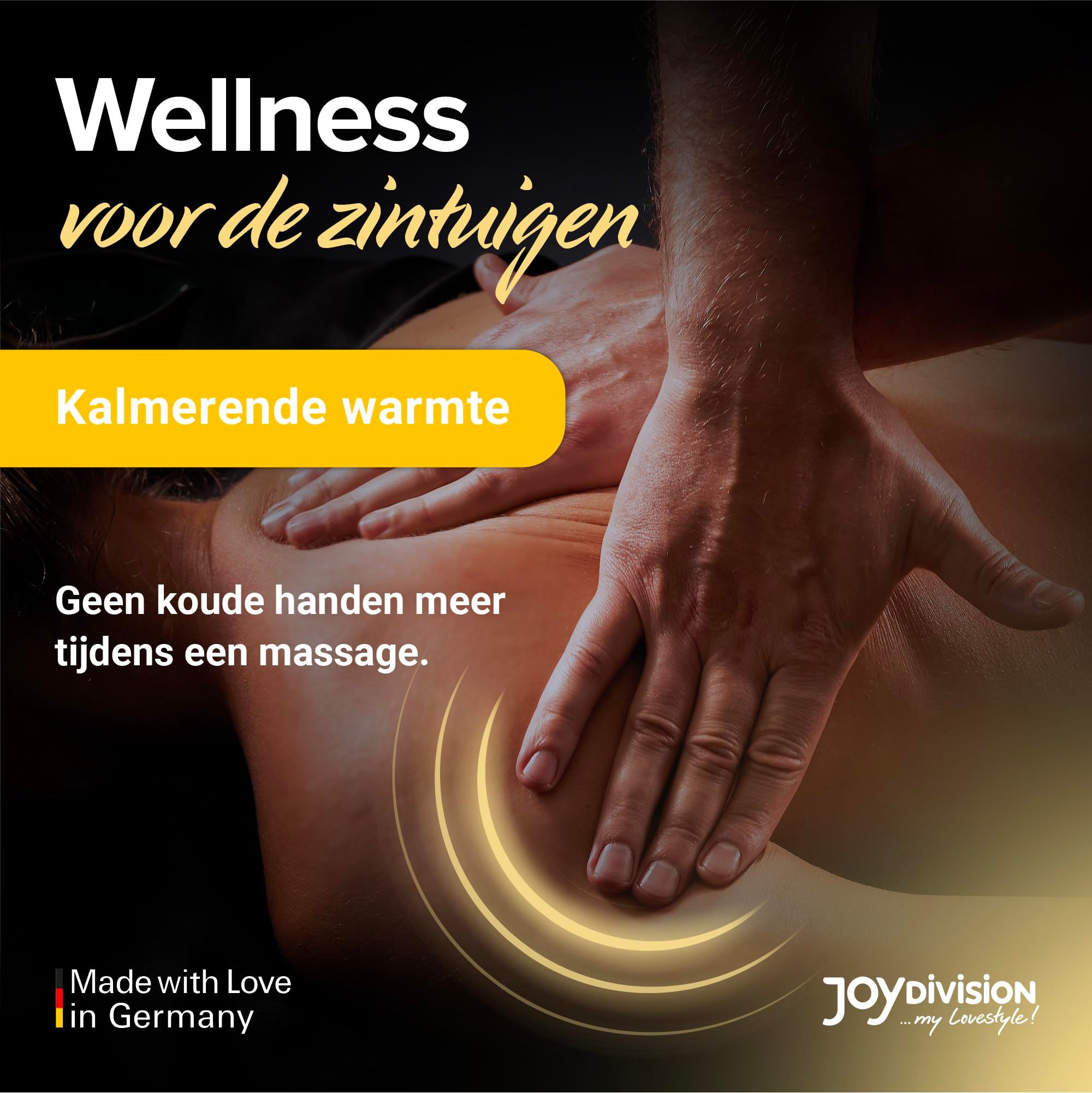 Fles WARMUP Vanille Massage-Liquid met vanillebloem en peulen.