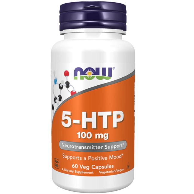 Now Foods 5-HTP 100 mg gélules végétales pour le soutien des neurotransmetteurs.