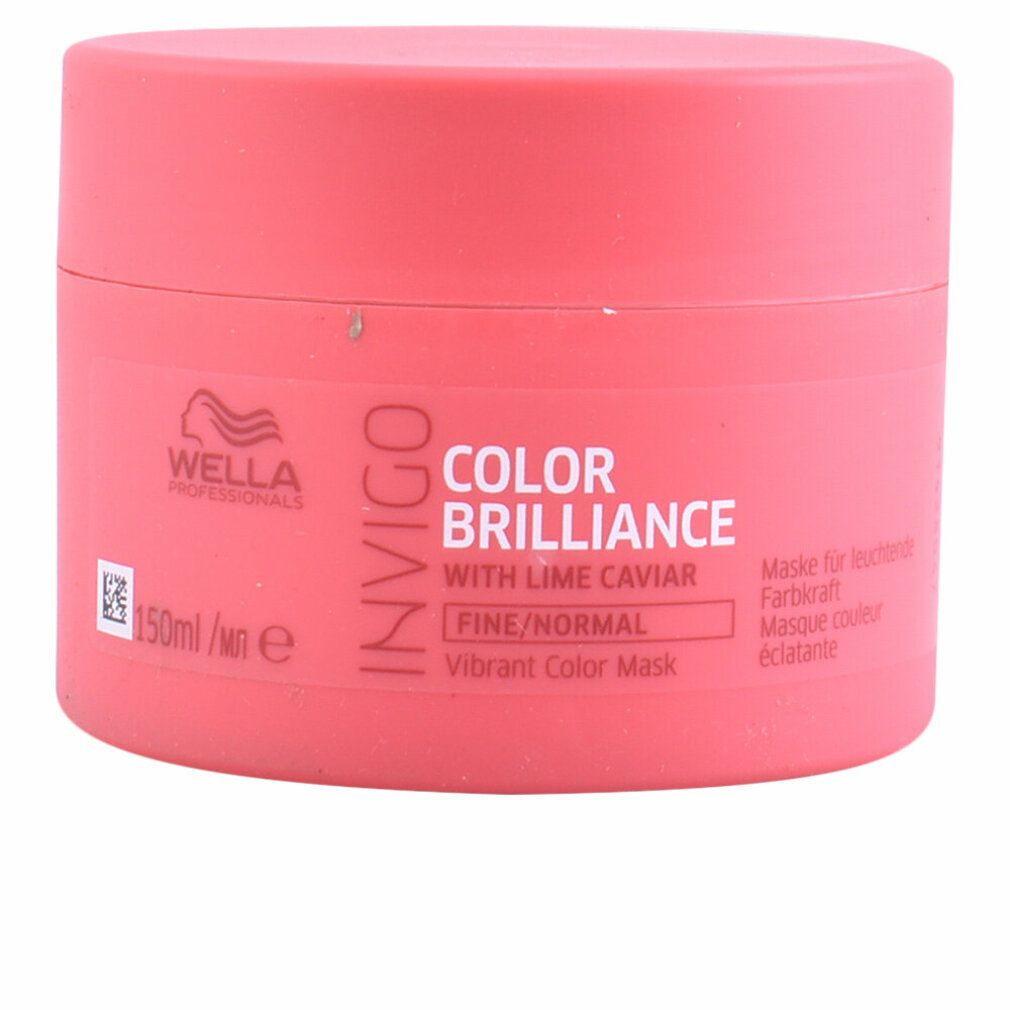 Roze pot. Opschrift: Wella Invigo Color Brilliance, met limoenkaviaar. 150 ml.