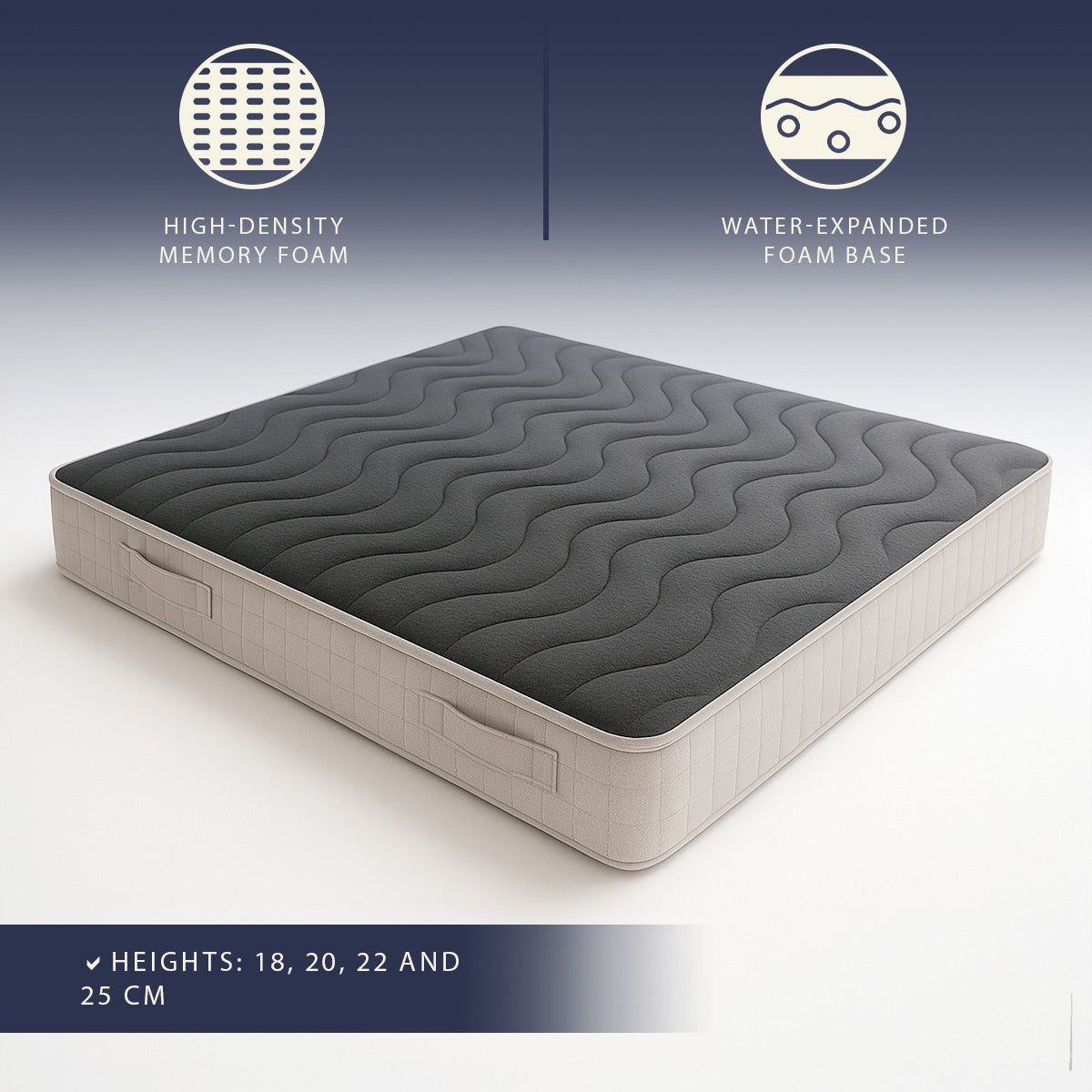The White Stone Matras 120x200 cm van Memory Foam | Hoogte 25 cm