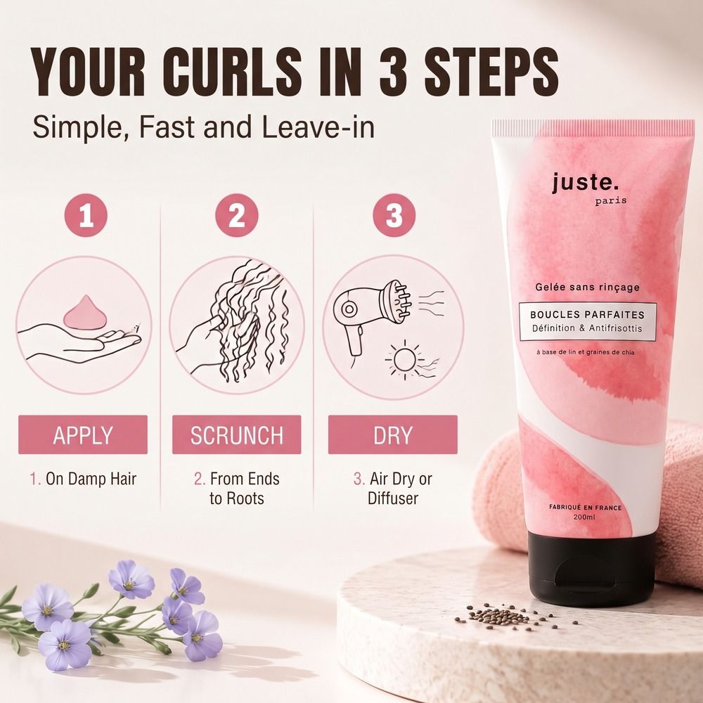 Juste. Paris leave-in gel voor gedefinieerde krullen, 200ml.
