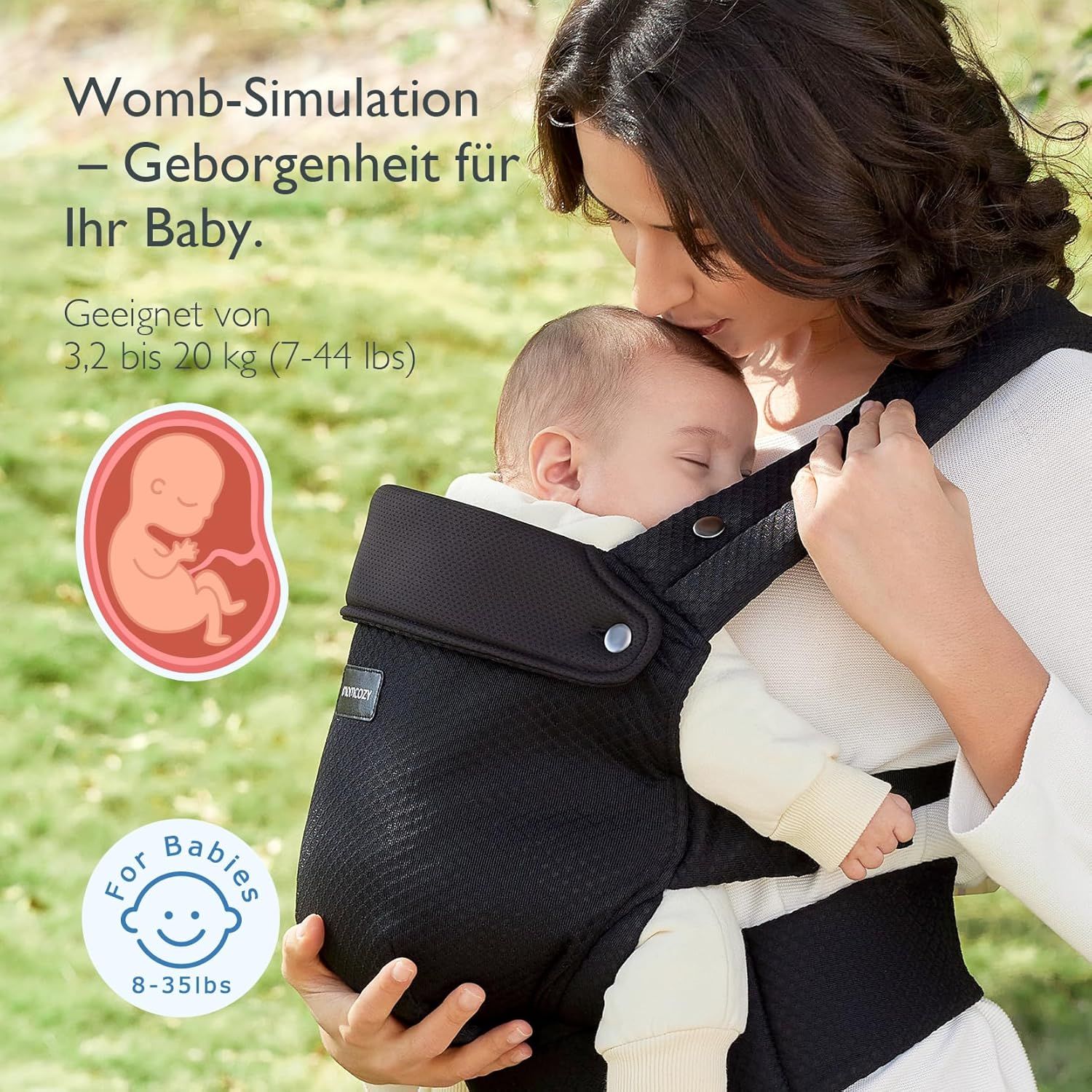 Momcozy Porte-bébé - Léger & Respirant Maille Aérée-Noir