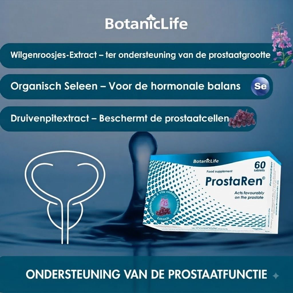 ProstaRen verpakking met 60 tabletten, ondersteunt de prostaatfunctie.