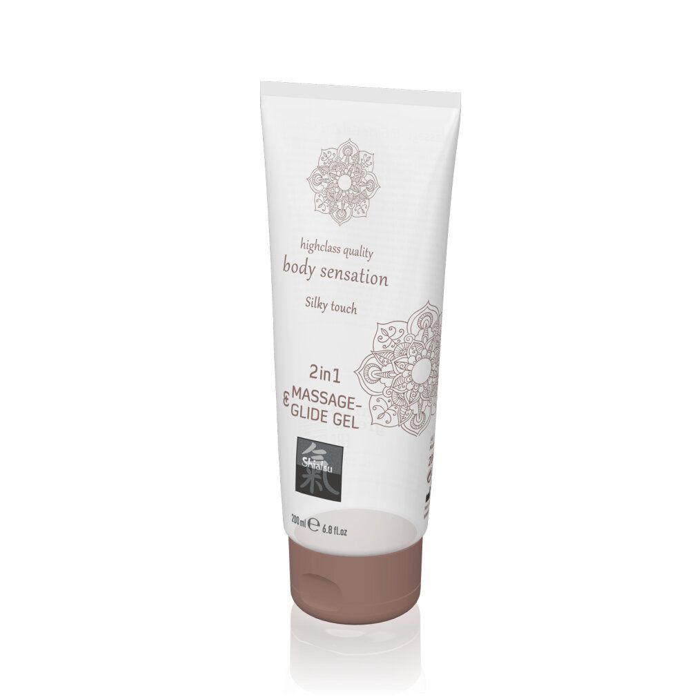 Gel de massage et de glisse 2 en 1, toucher soyeux, tube 200ml avec motif mandala asiatique.