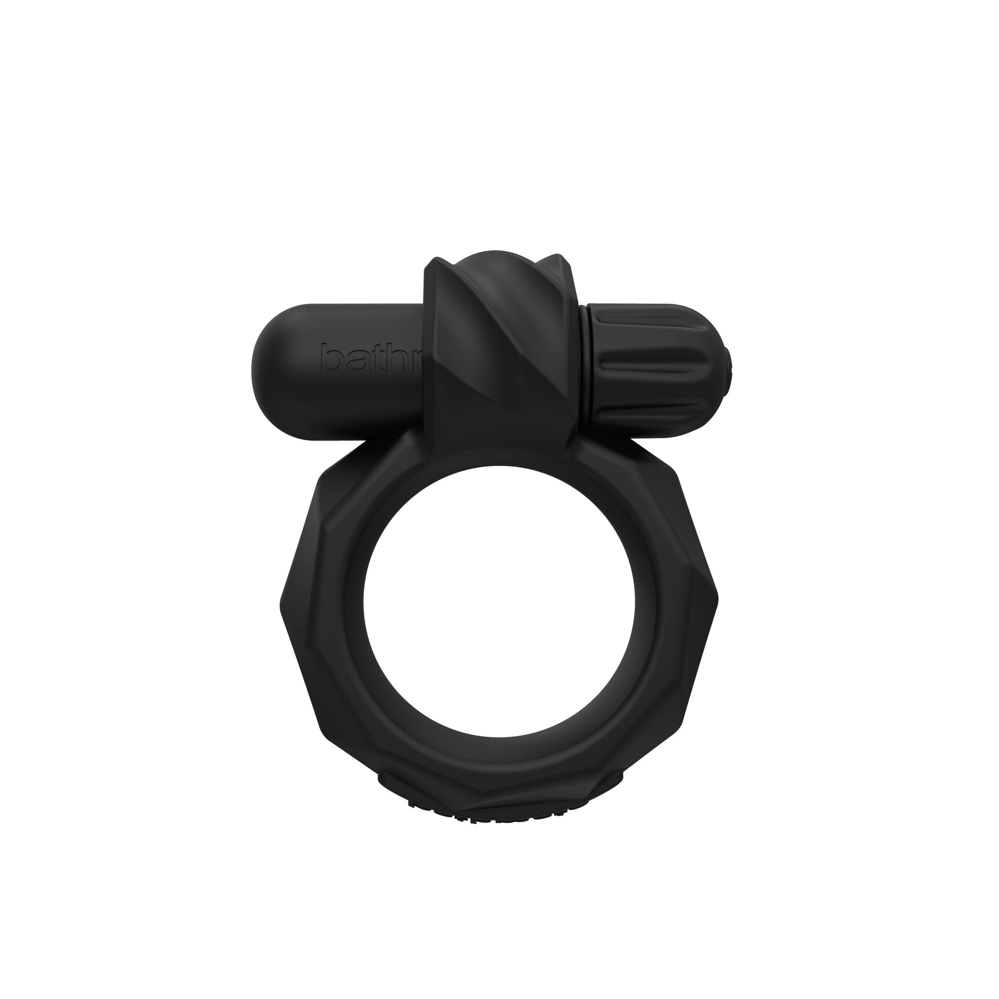 Zwarte ring met vibrerend opzetstuk.