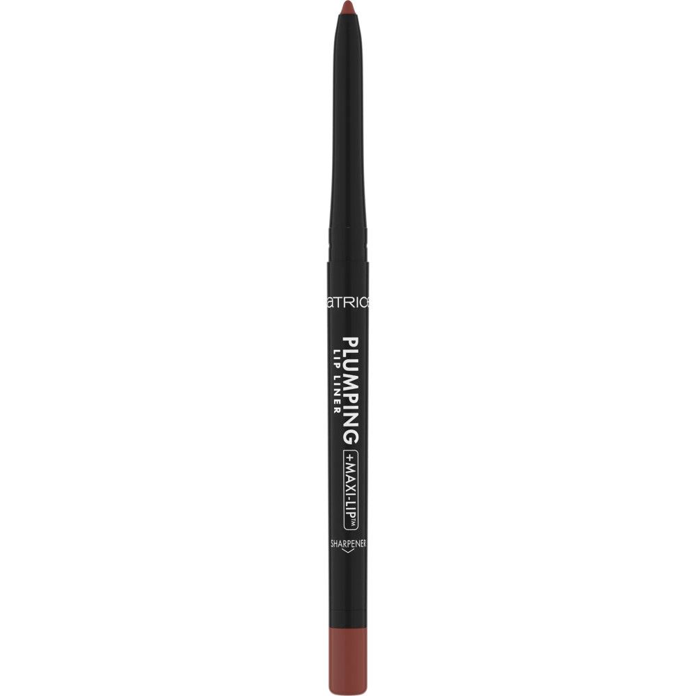 Bruine lipliner. Opschrift: PLUMPING LIP LINER + MAXI LIP. Merk: Catrice.